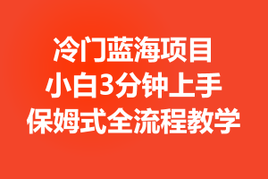 冷门蓝海项目，操作简单，小白3分钟上手，多种引流方式，保姆式全流程教学【揭秘】